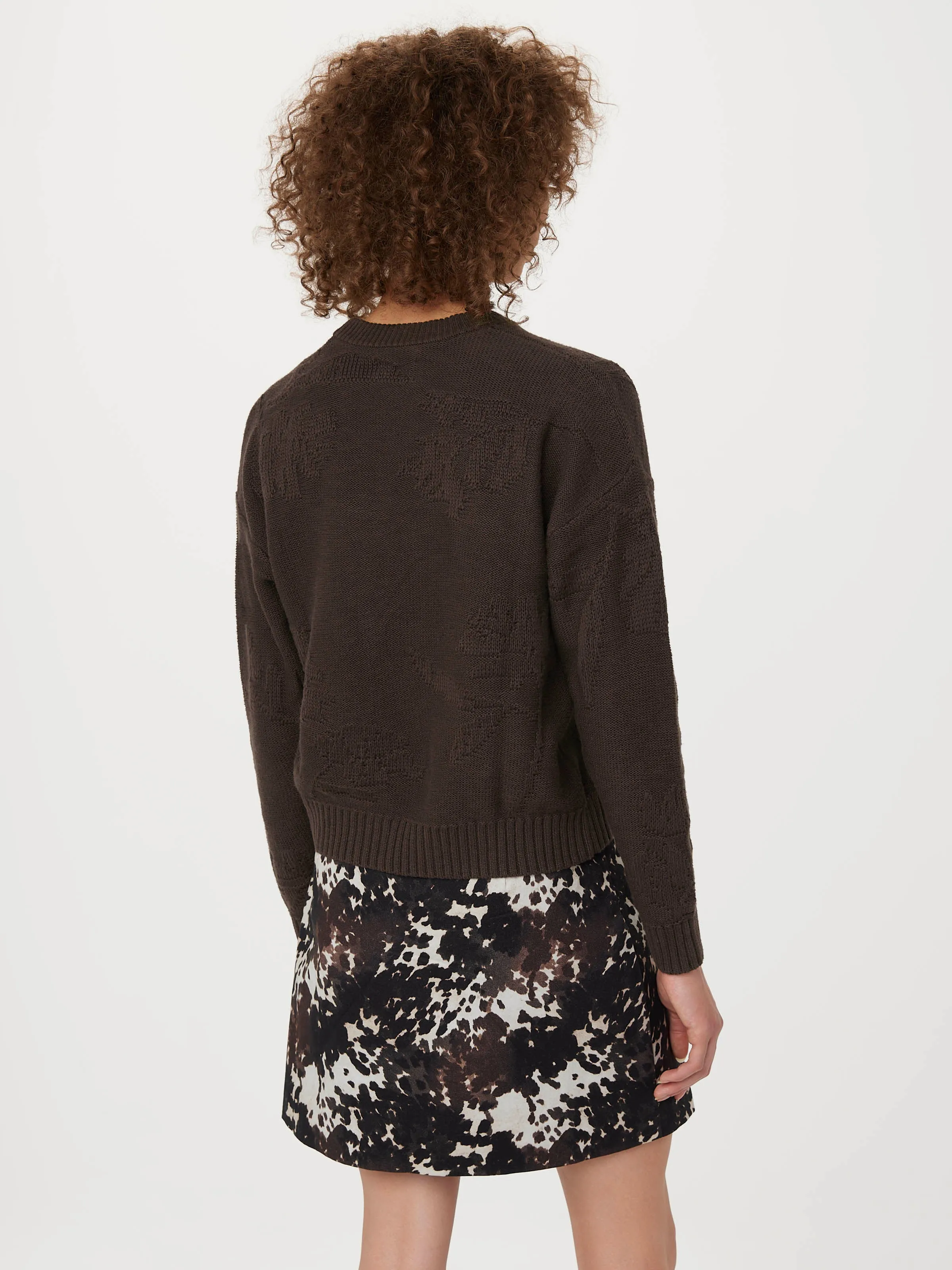 The Floral Jacquard Sweater in Dark Chocolate