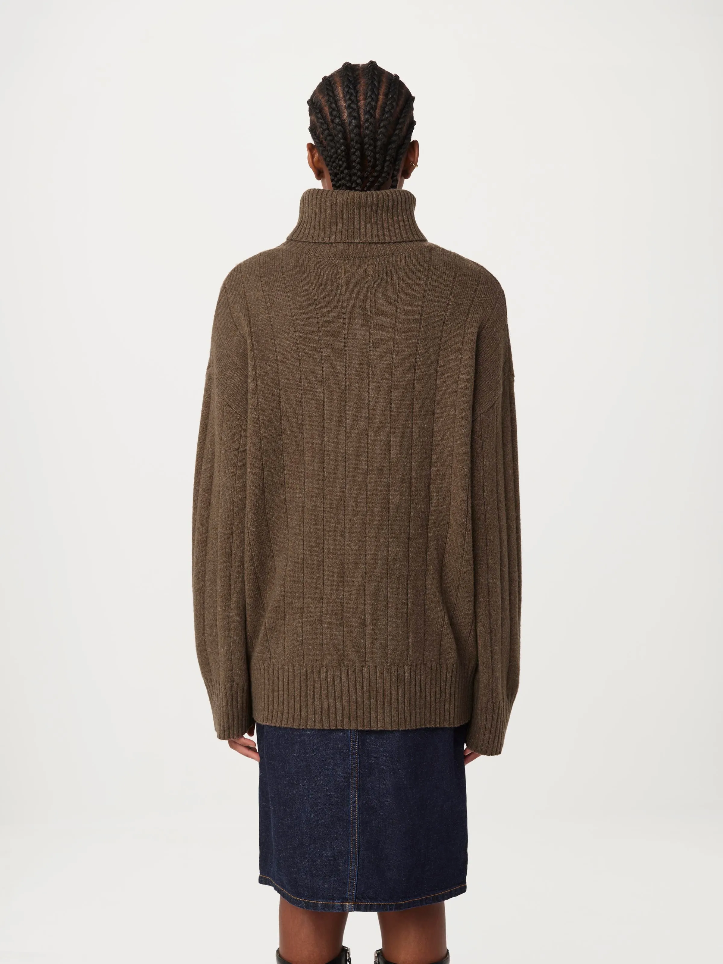 The Lambswool Turtleneck Sweater in Chocolate Brown