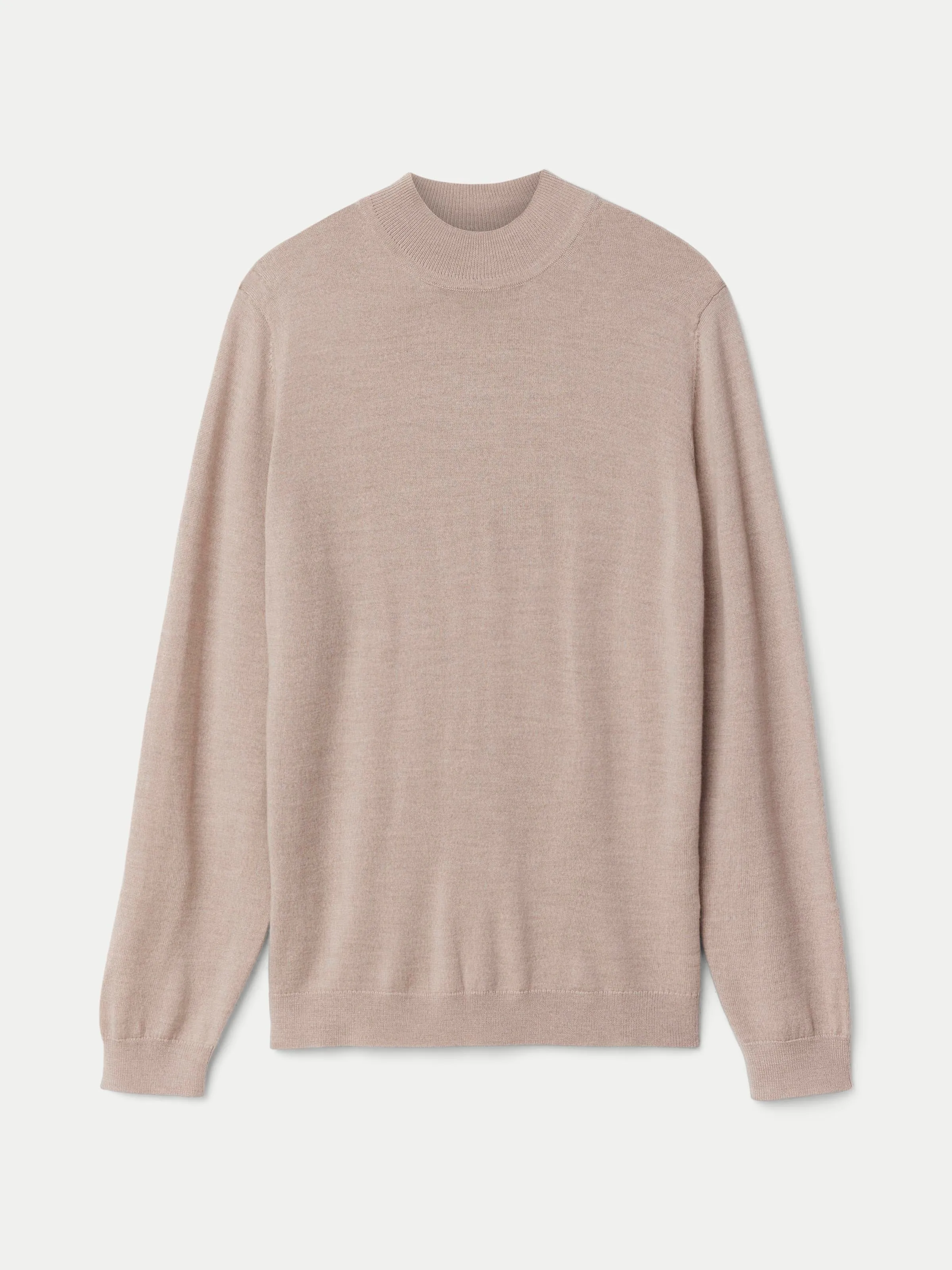 The Merino Mock Neck Sweater in Light Beige