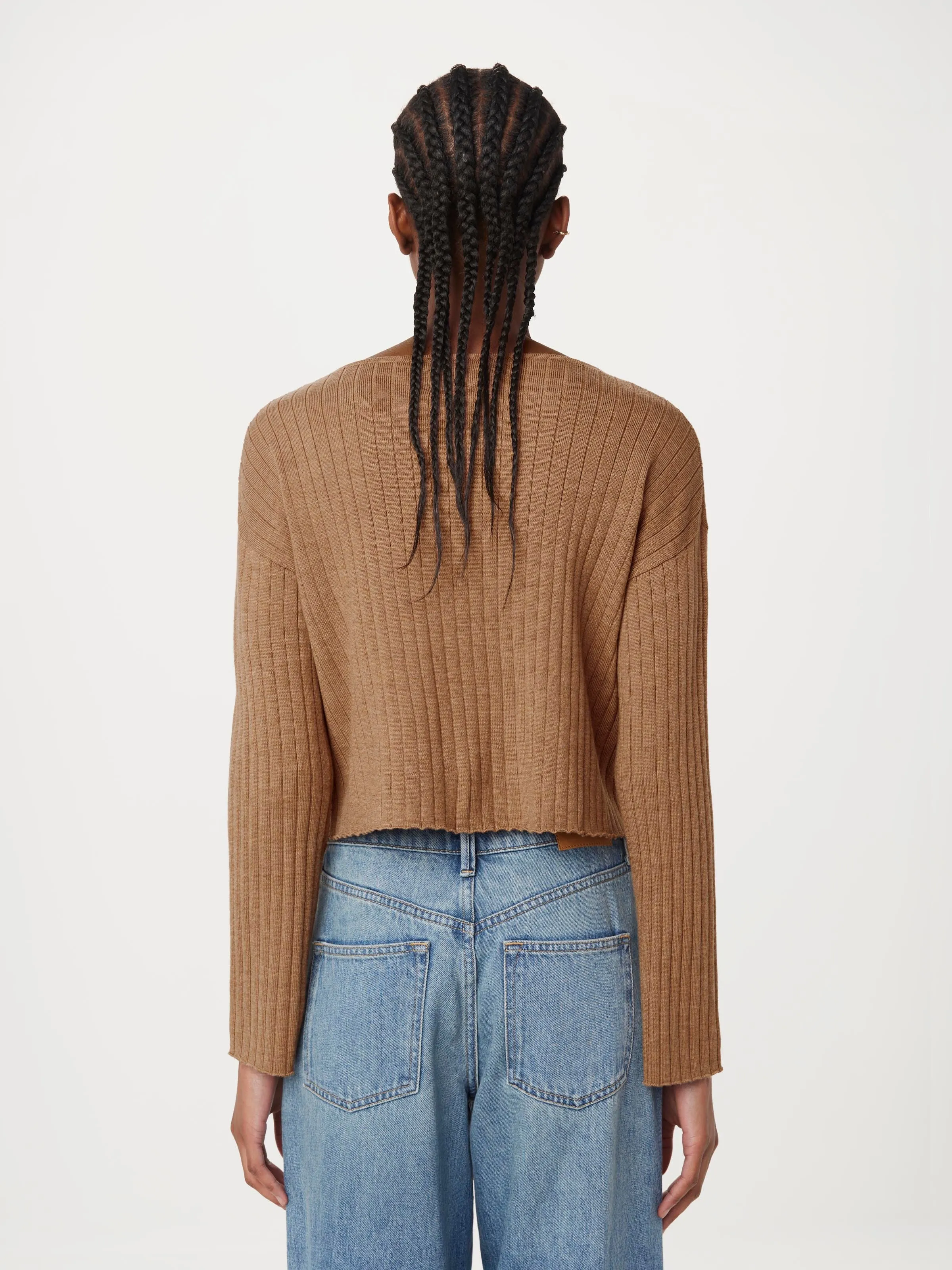 The Merino Wool Cropped Sweater in Nutmeg