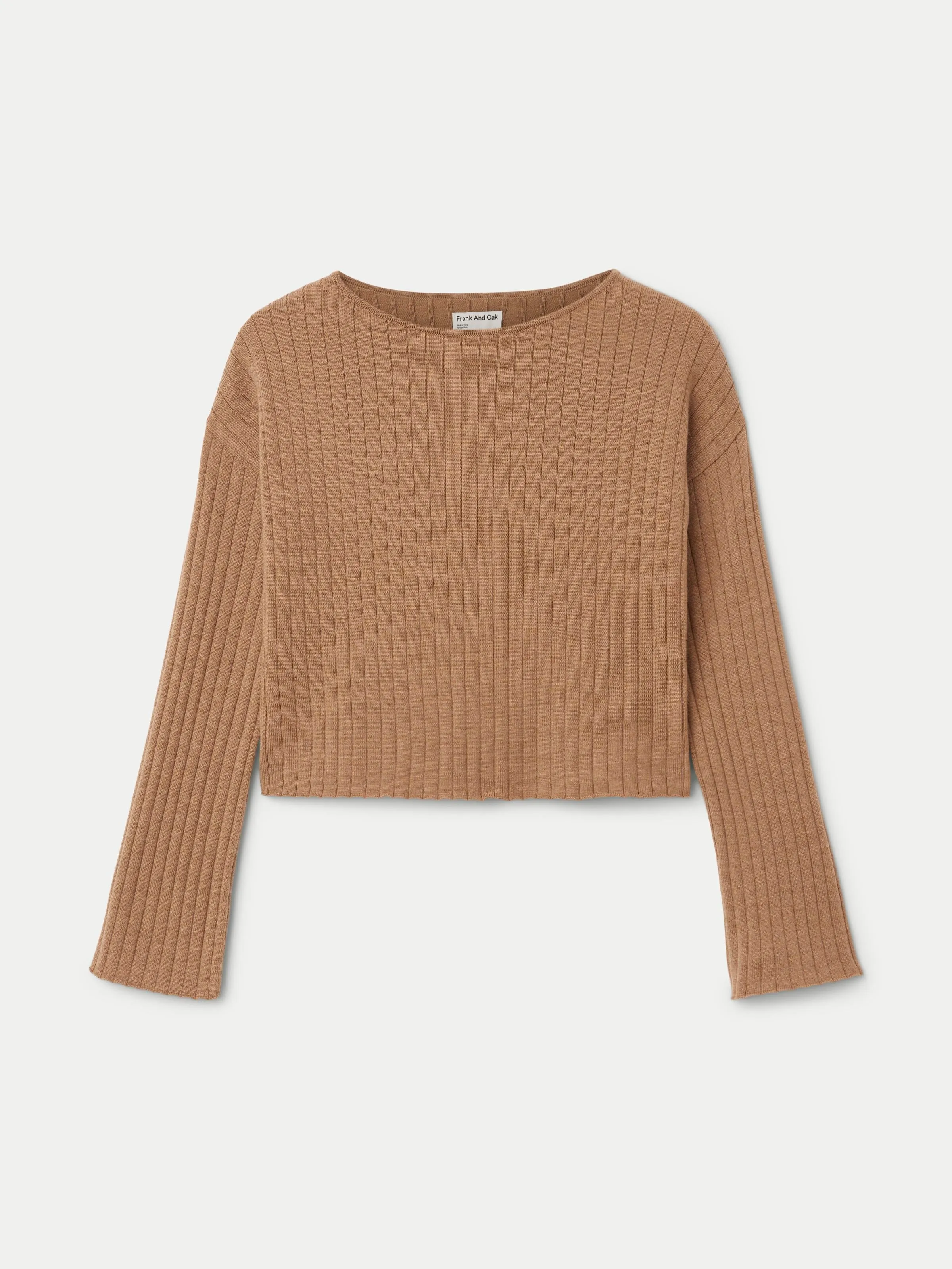 The Merino Wool Cropped Sweater in Nutmeg