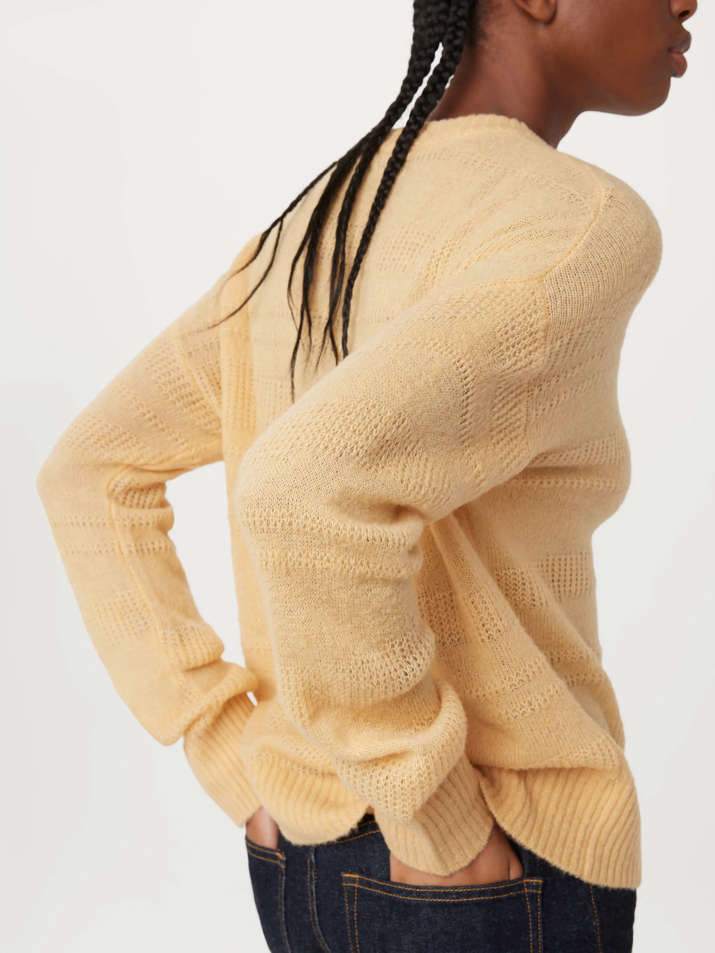 The Openwork Crewneck Sweater in Sandy Beige