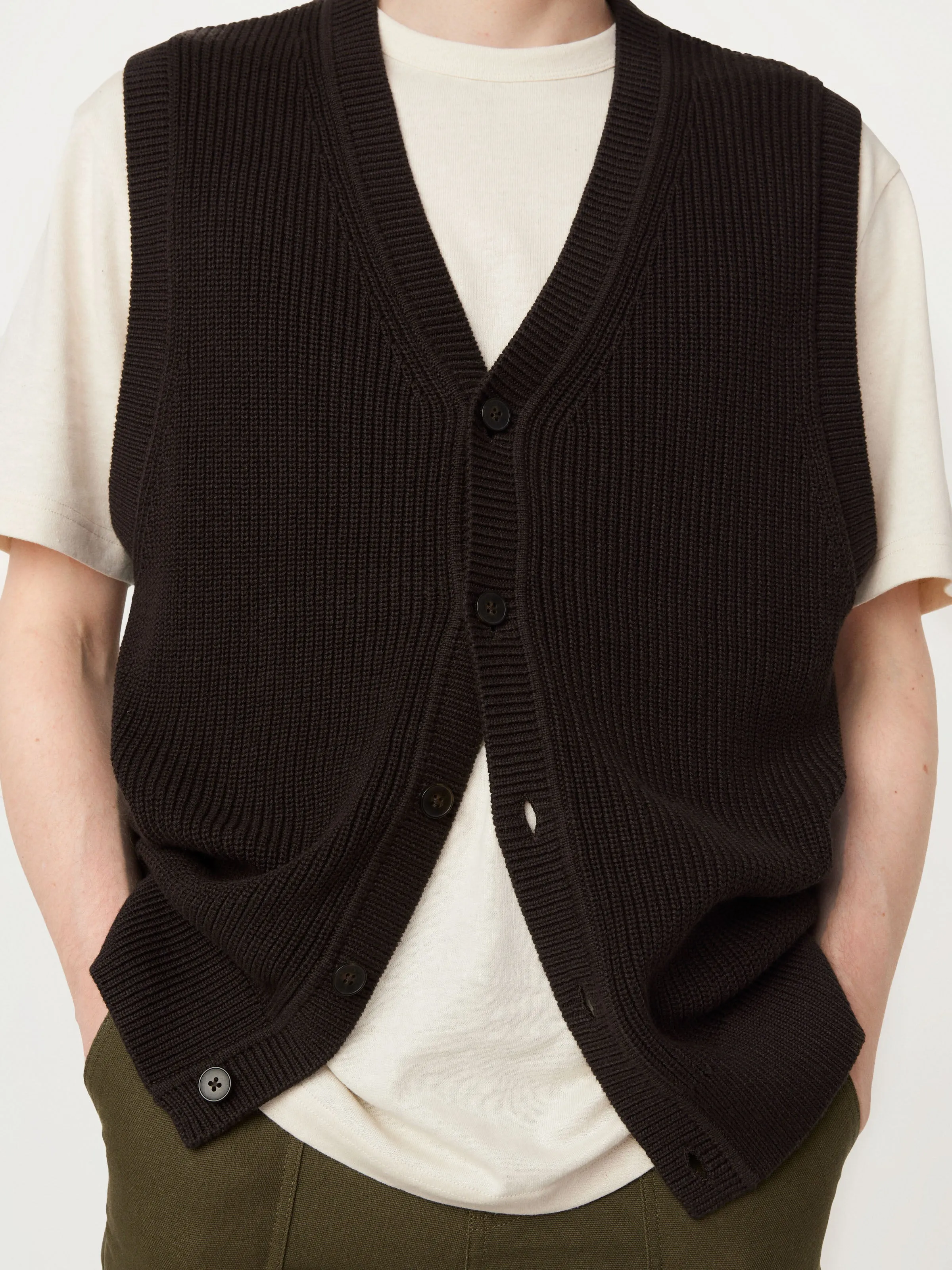 The Ribbed Sweater Vest in Dark Chocolate