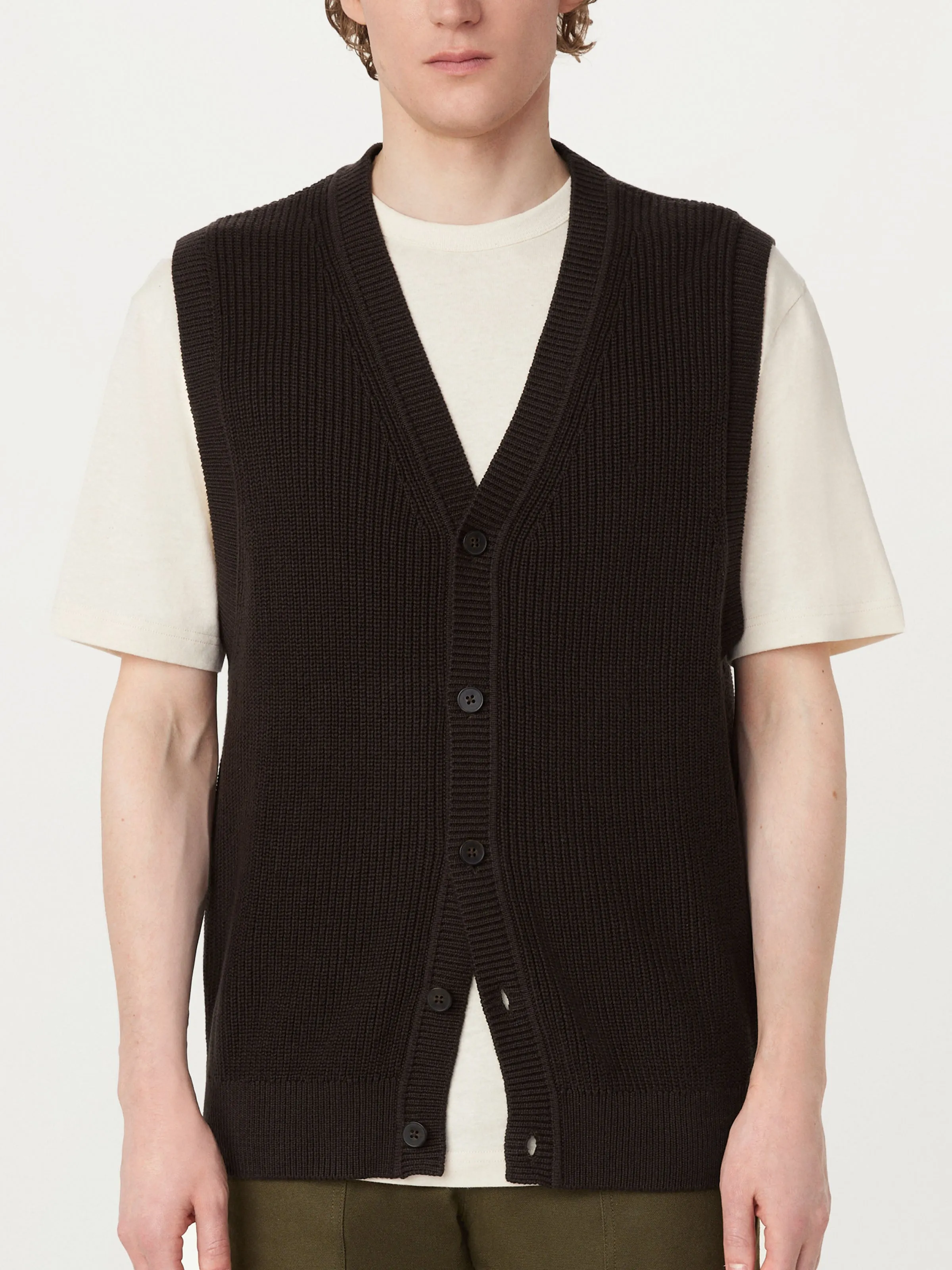 The Ribbed Sweater Vest in Dark Chocolate