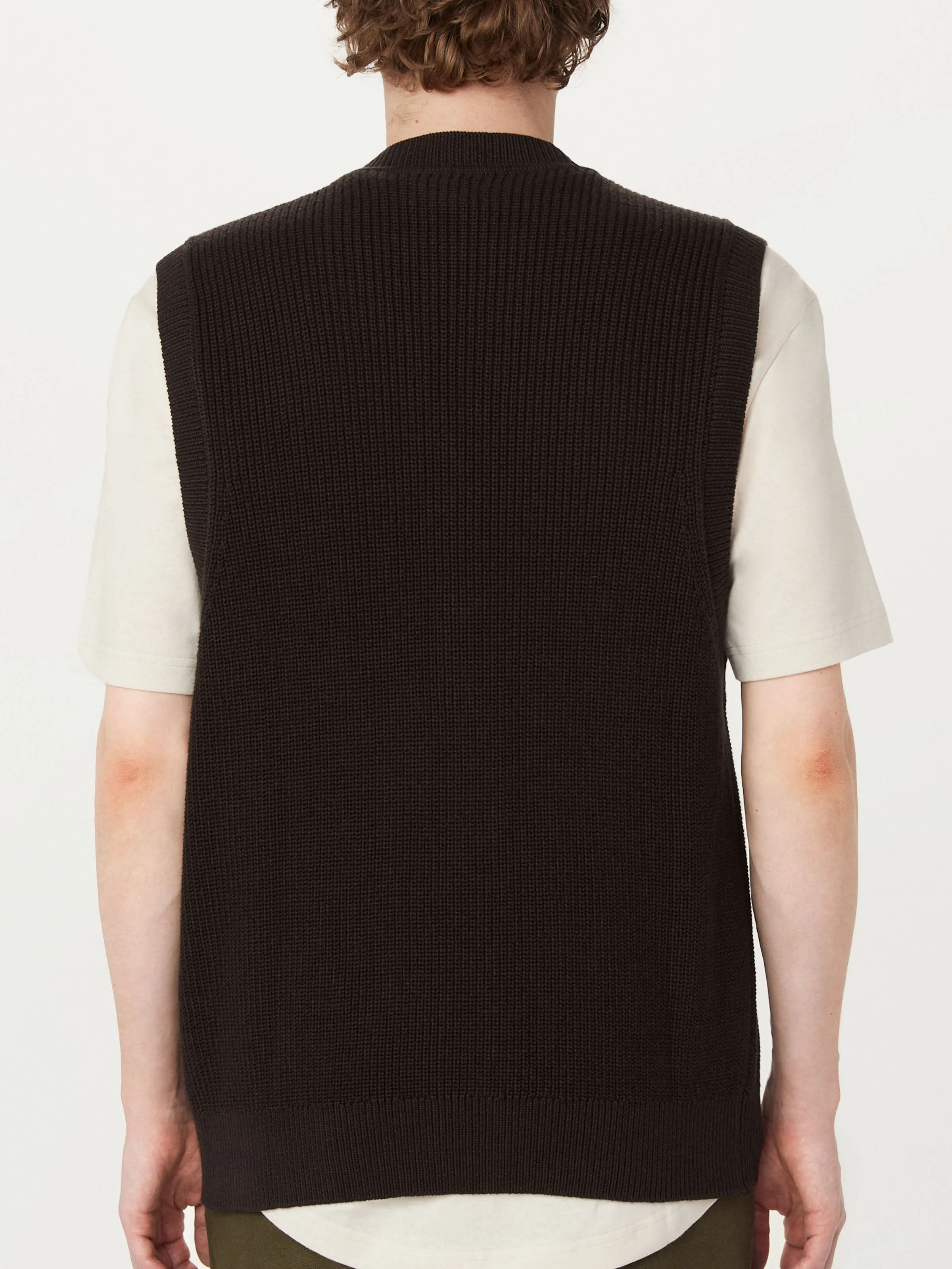 The Ribbed Sweater Vest in Dark Chocolate