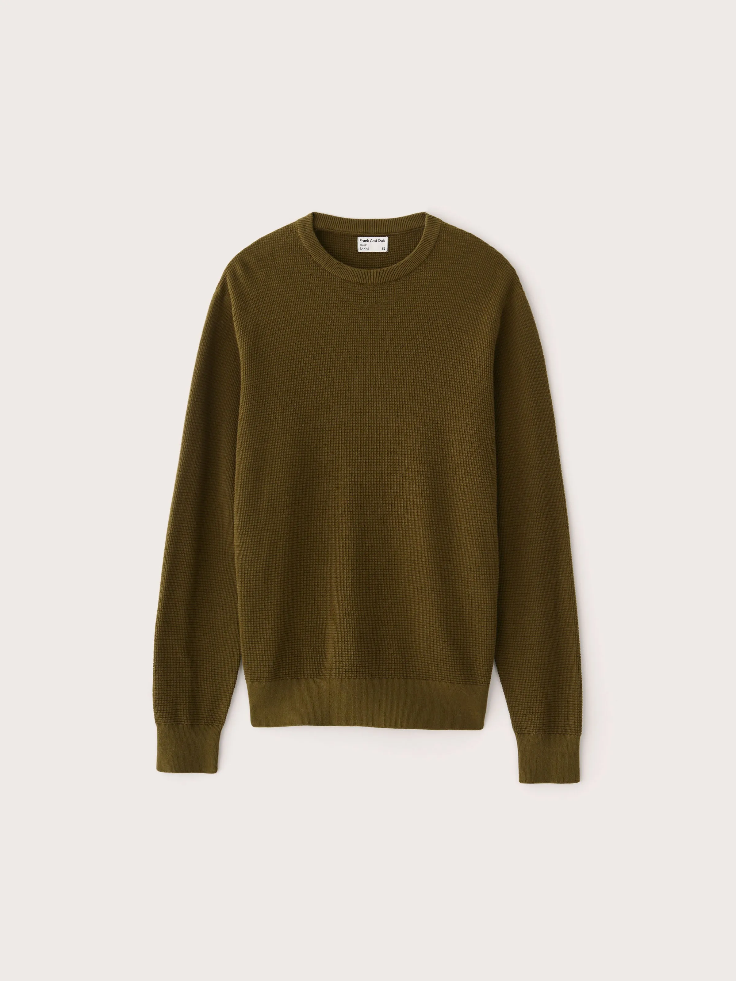 The Waffle Crewneck Sweater in Dark Olive