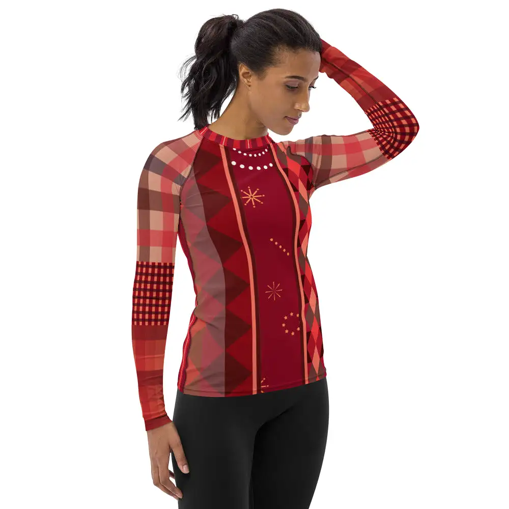 Toscana Red Fashion Rashguard Top