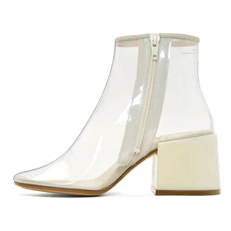 Transparent Side Zipper Ankle Pvc Boots