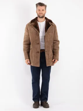 Vintage 70's Men Sheepskin Coat in Beige