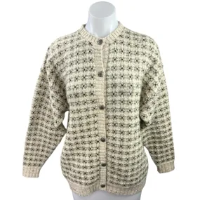 Vintage 80’s I’m a Plum Beige Green Knit Button Down Cardigan Sweater Top Size M