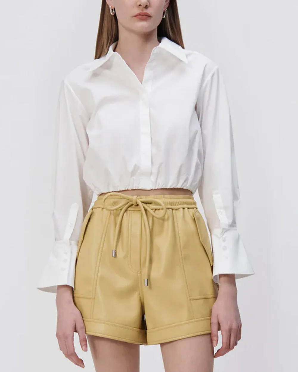 White Blythe Cotton Poplin Button Up Top