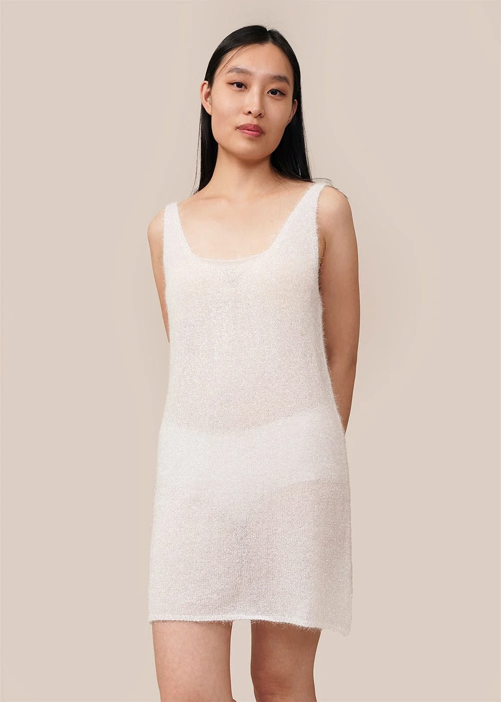 White Hairy Layered Dress