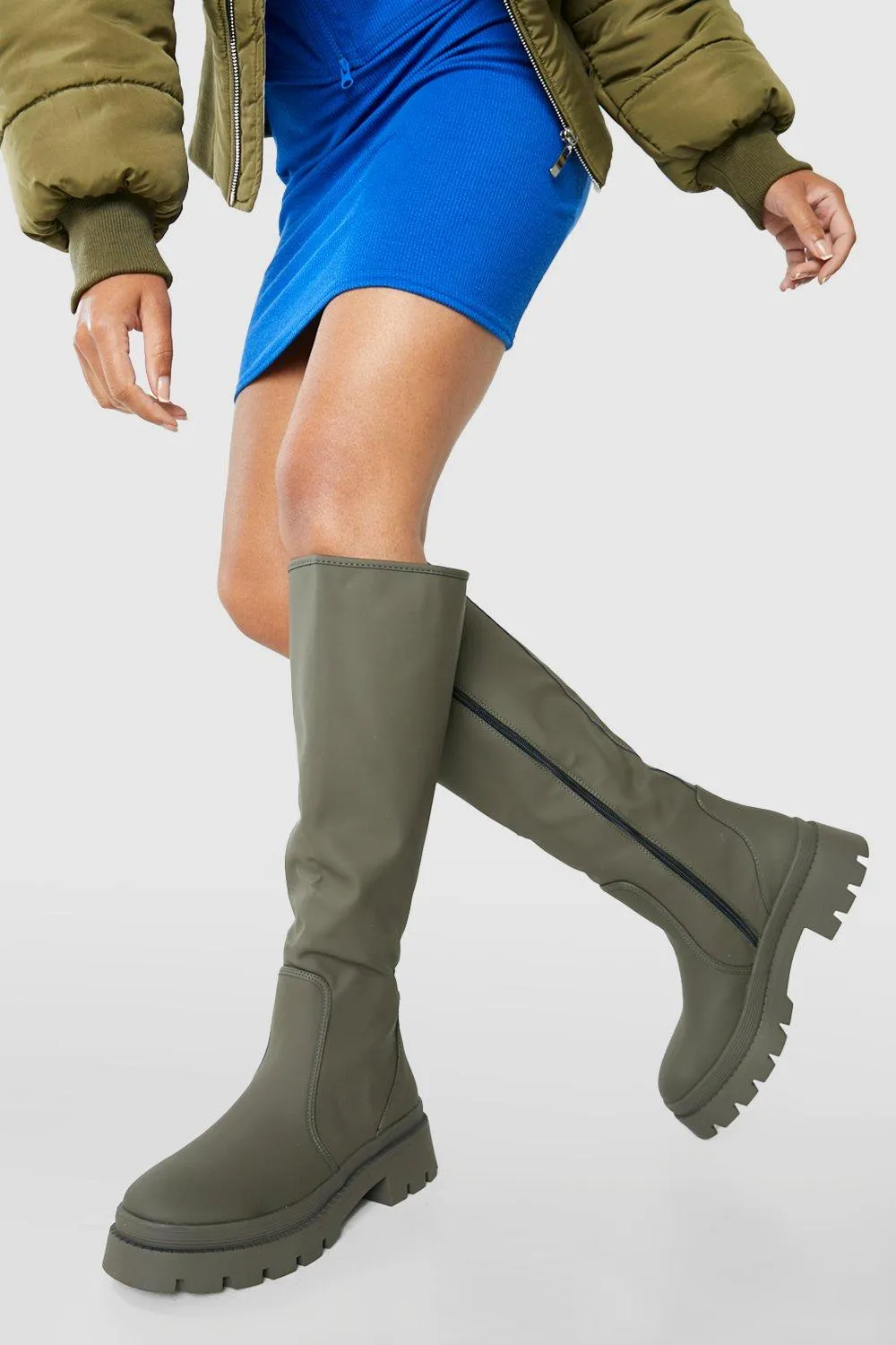 Wide Width Rubber Knee High Boot