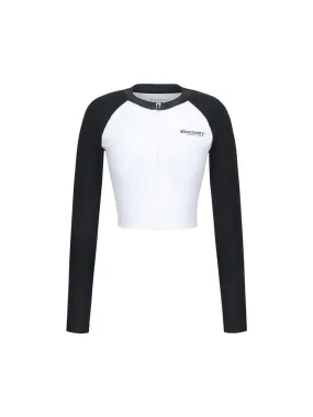 [WMS] Basic Logo Zip-Up Crop Rashguard L.Black