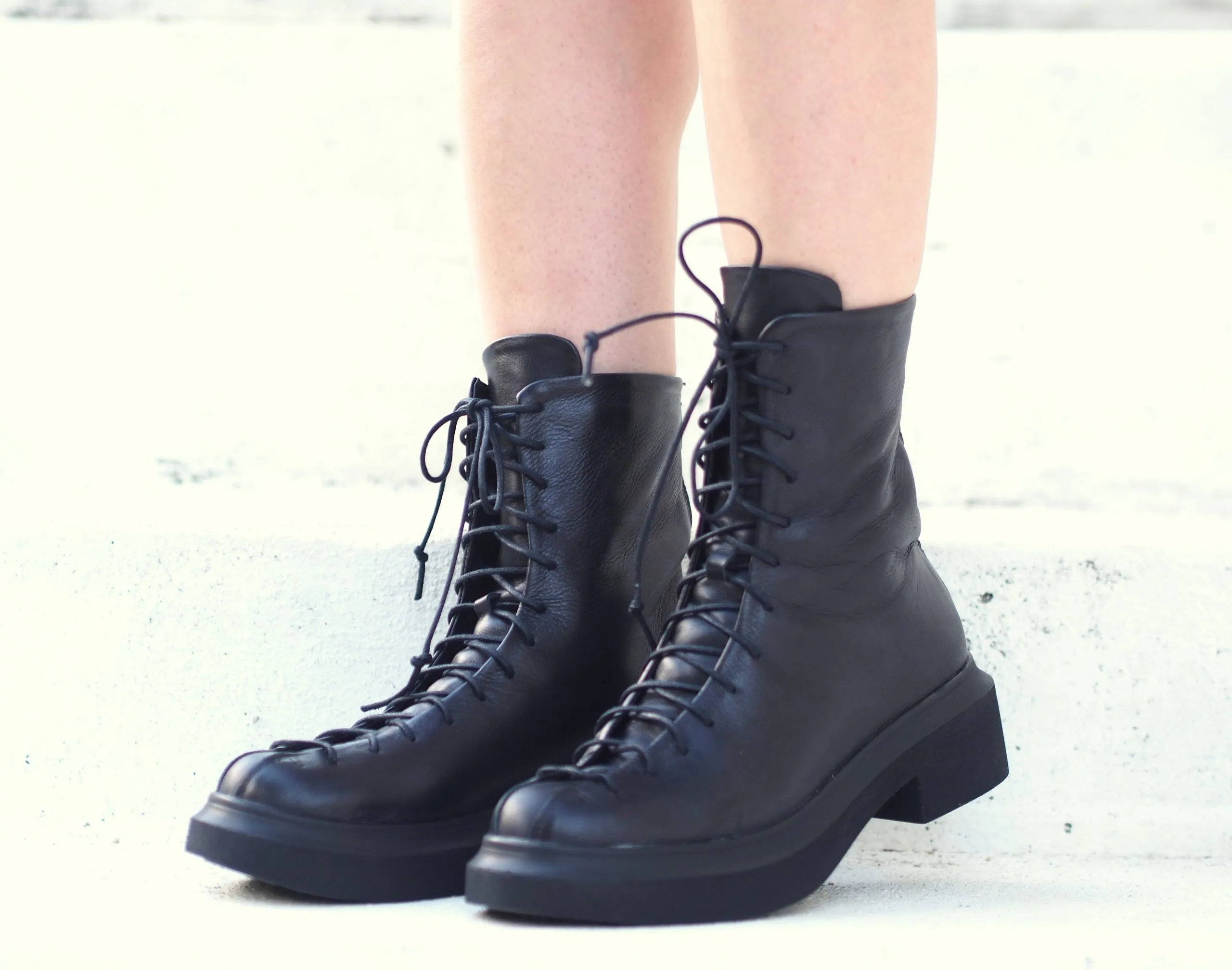 Women genuine leather boots,Black genuine leather boots