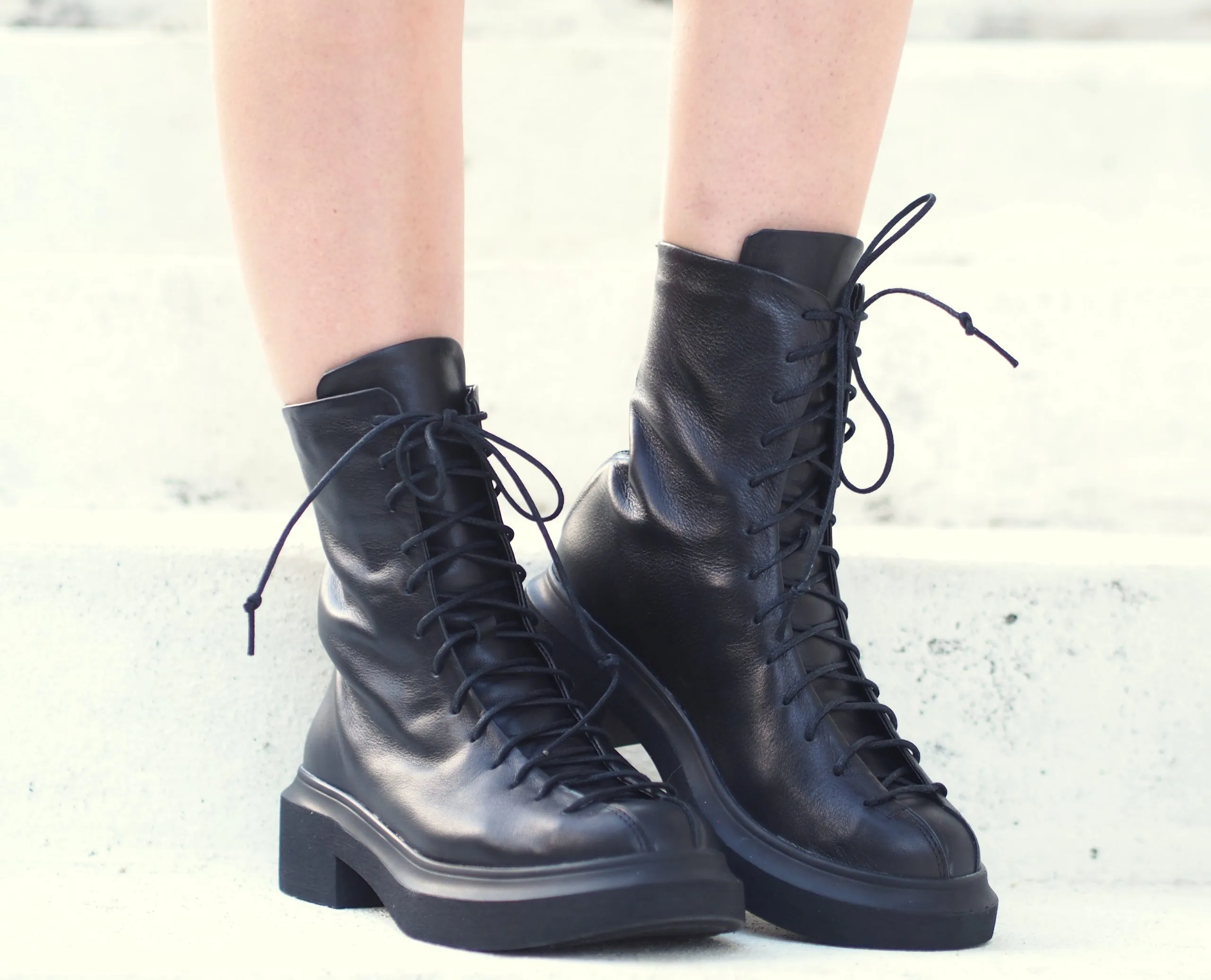 Women genuine leather boots,Black genuine leather boots