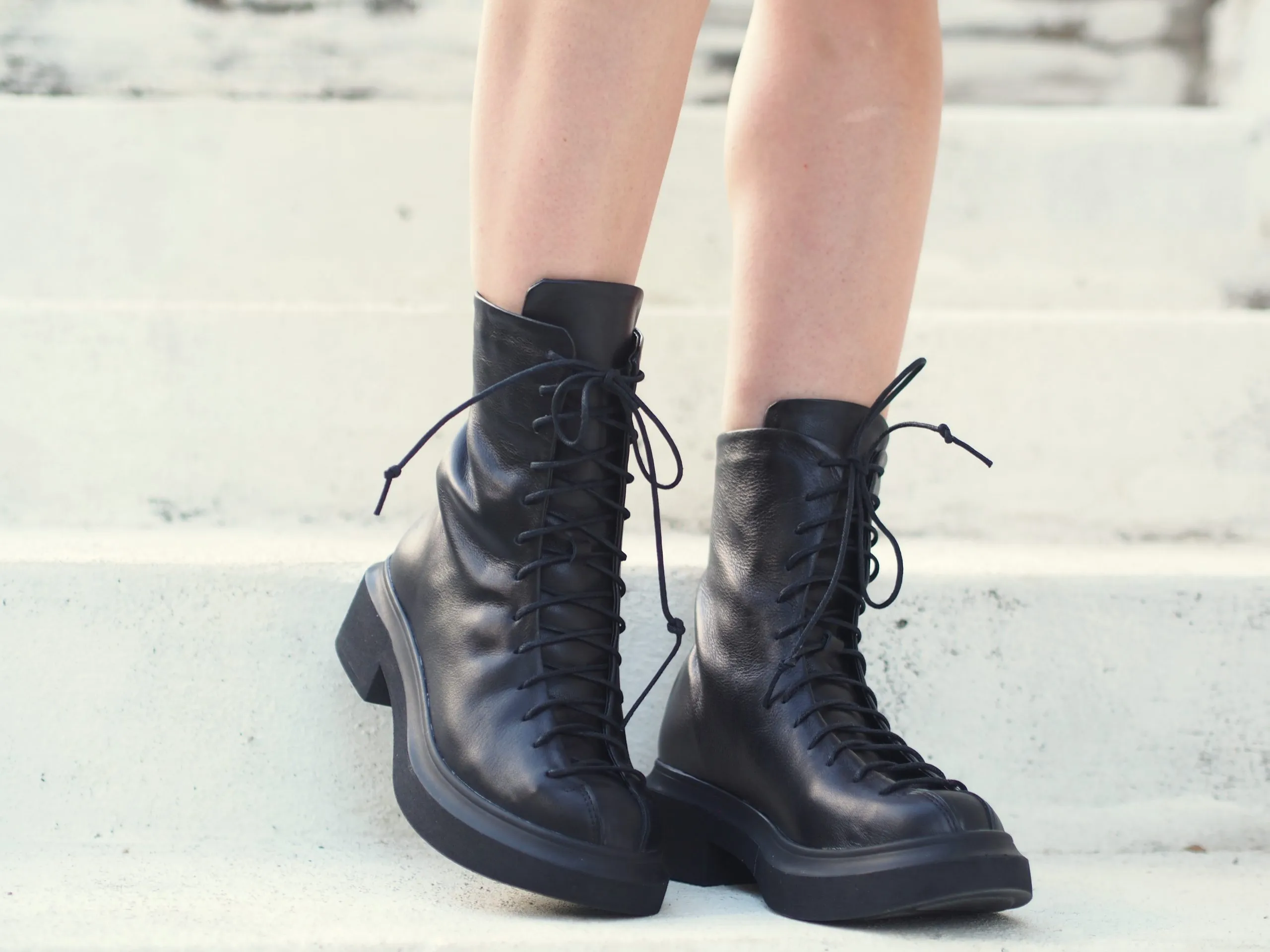 Women genuine leather boots,Black genuine leather boots