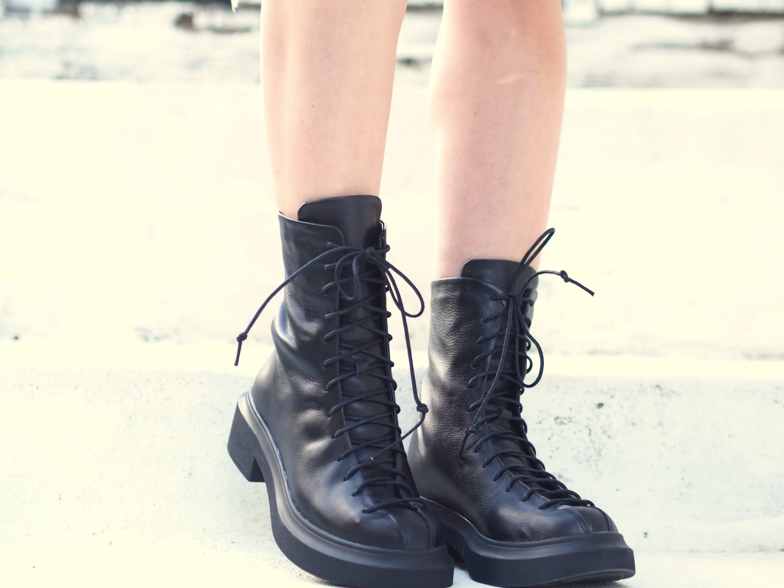 Women genuine leather boots,Black genuine leather boots