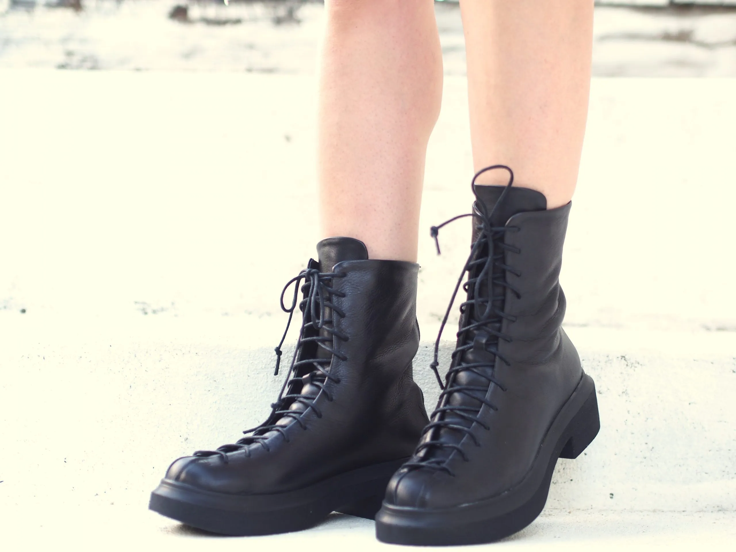 Women genuine leather boots,Black genuine leather boots