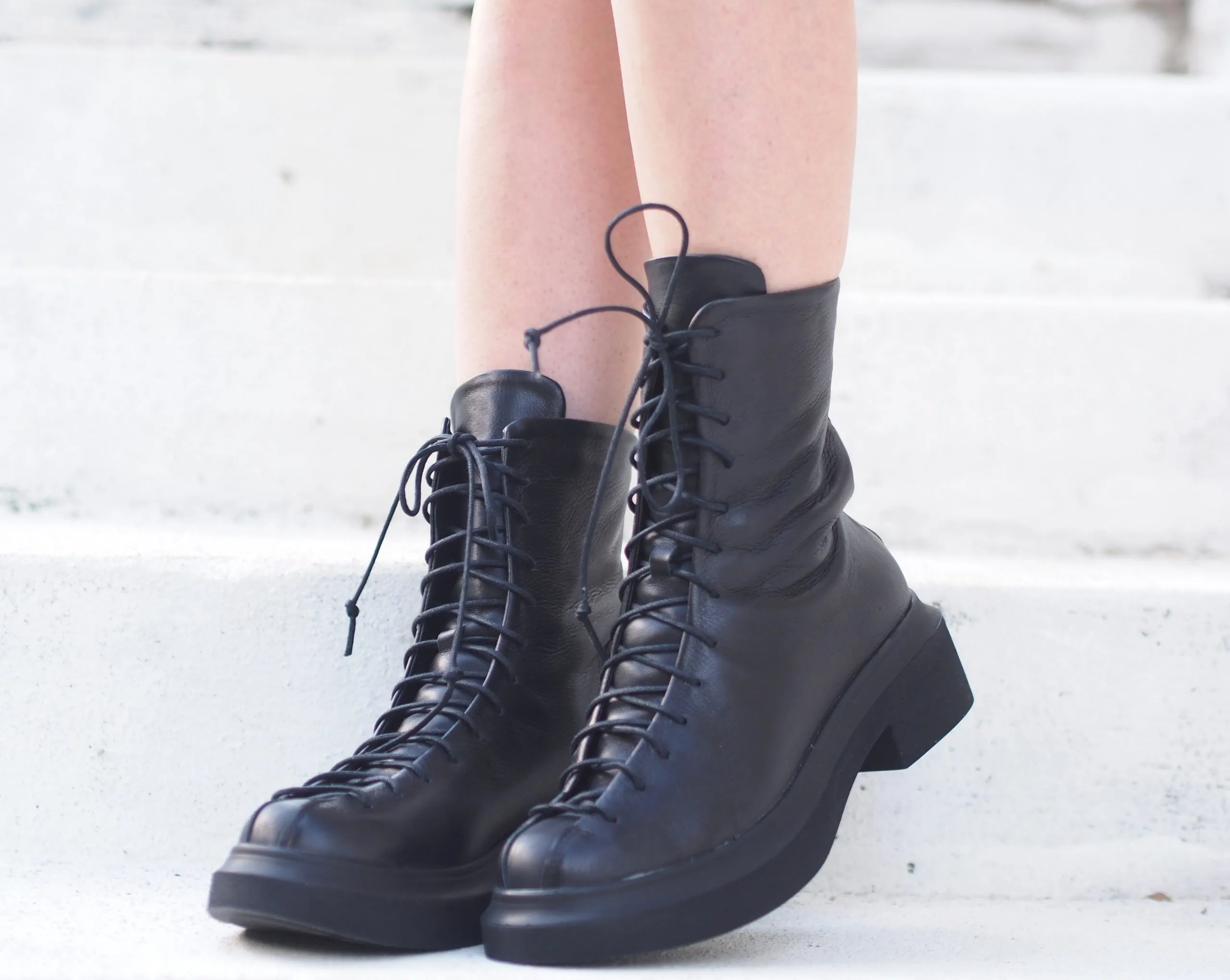 Women genuine leather boots,Black genuine leather boots