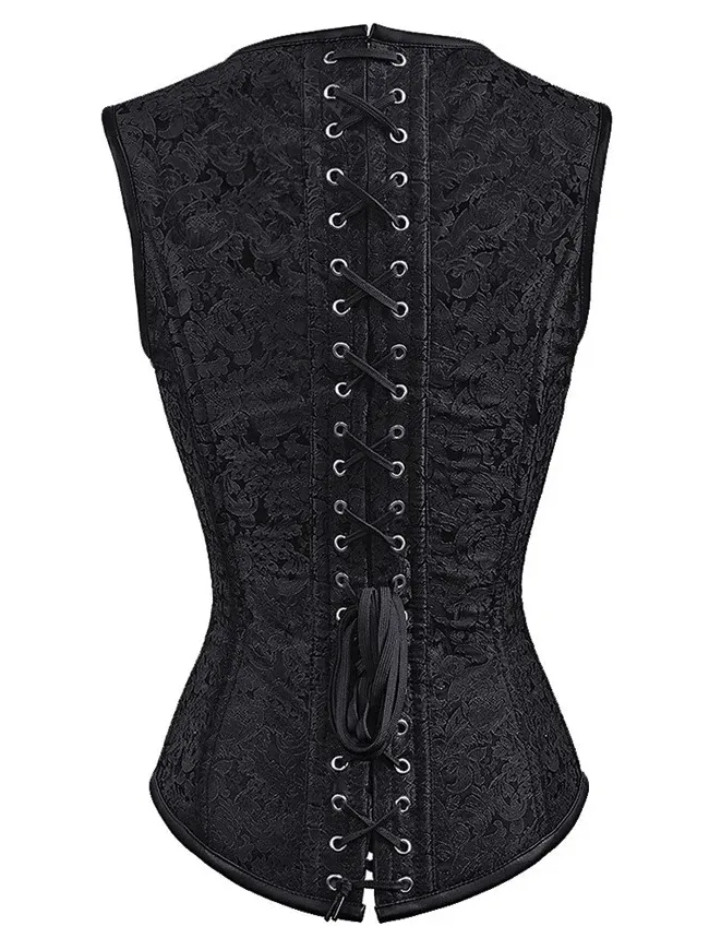 Women's Gothic Steampunk Brocade Steel Boned Waist Cincher Corset Vest