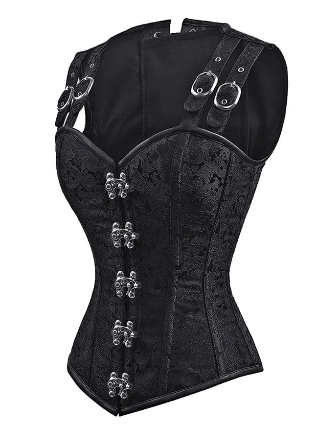 Women's Gothic Steampunk Brocade Steel Boned Waist Cincher Corset Vest