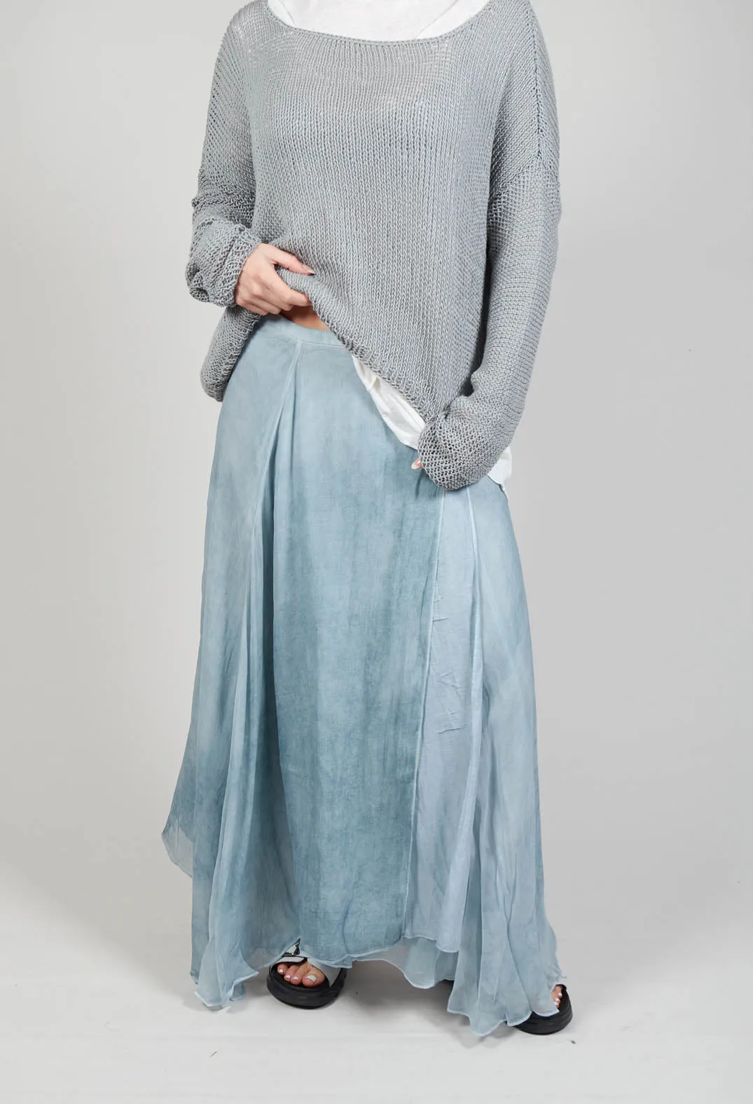 Wrap Silk Skirt in Original Cool Blue