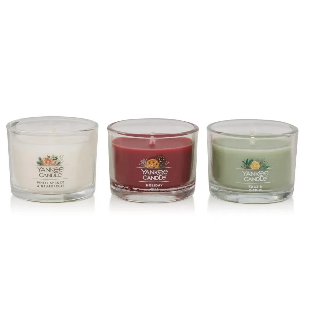 Yankee Candle Mini Set of 3 Holiday Party Christmas Candles Gift