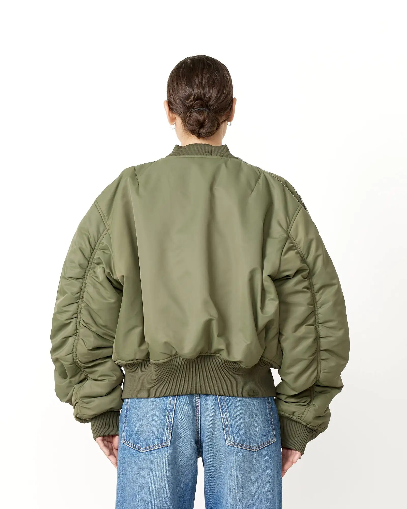 Zipped Bomber Jacket in Hunter Green